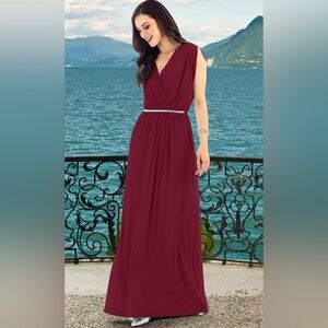 KOH KOH Womens Long Dolman Sleeve Wrap V-Neck Maternity Bridesmaid Maxi Dress